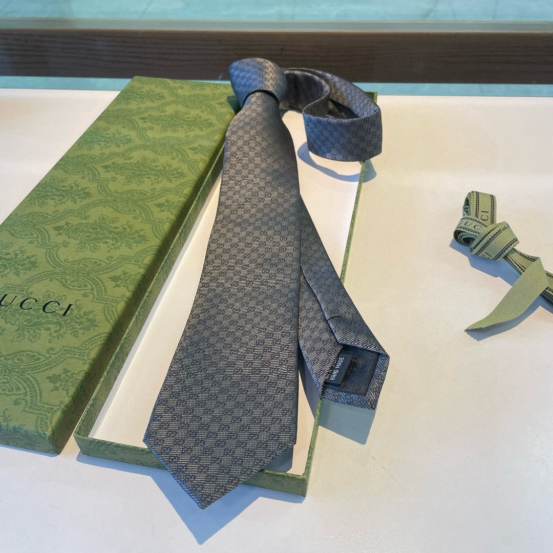 Gvc*1 Monogram Interlocking G Jacquard Dark Grey Tie For Men