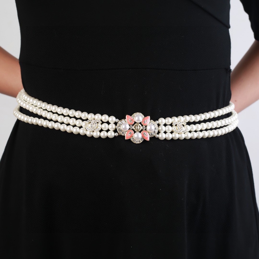 Ch**el Triple-Strand Pearl & Floral Gold-Toned For Women