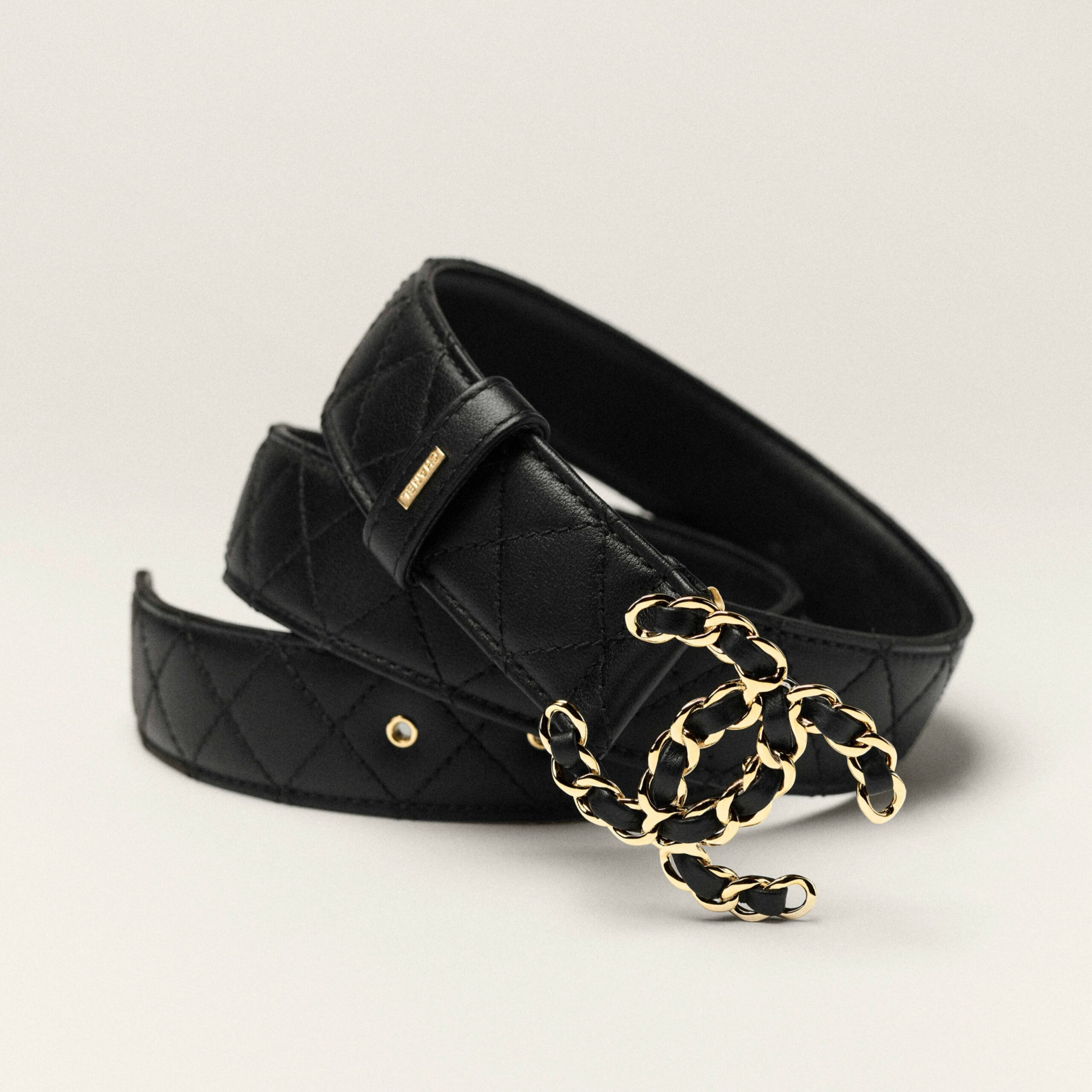 Ch**el CC Buckle Quilted Belt Black For Women A73463-Y11106-94305