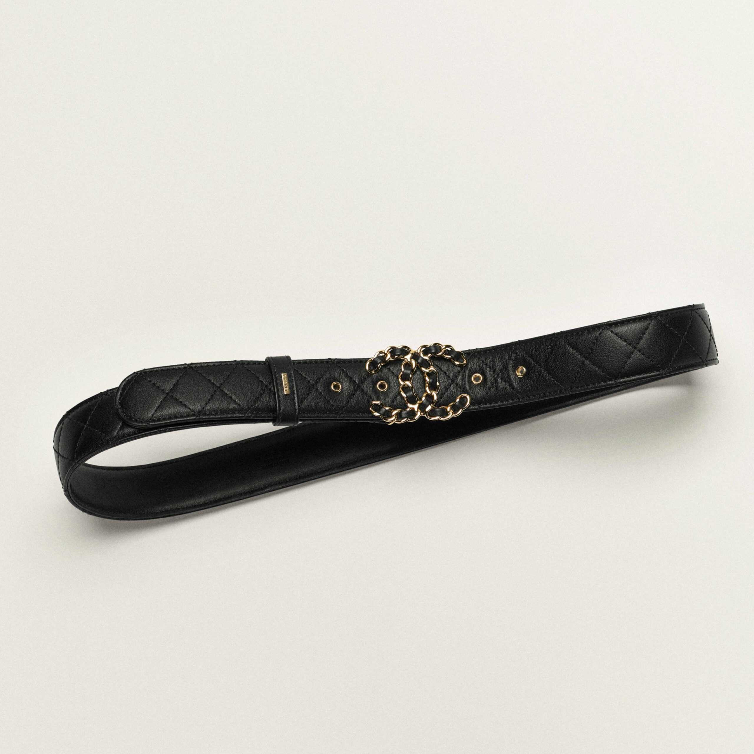 Ch**el CC Buckle Quilted Belt Black For Women A73463-Y11106-94305