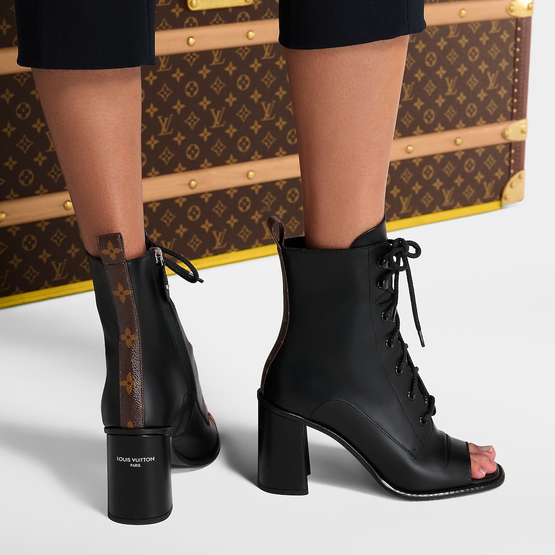 L0vis Vvtt0n Berlin Open Toe Ankle Boots Black For Women 1AIBRU