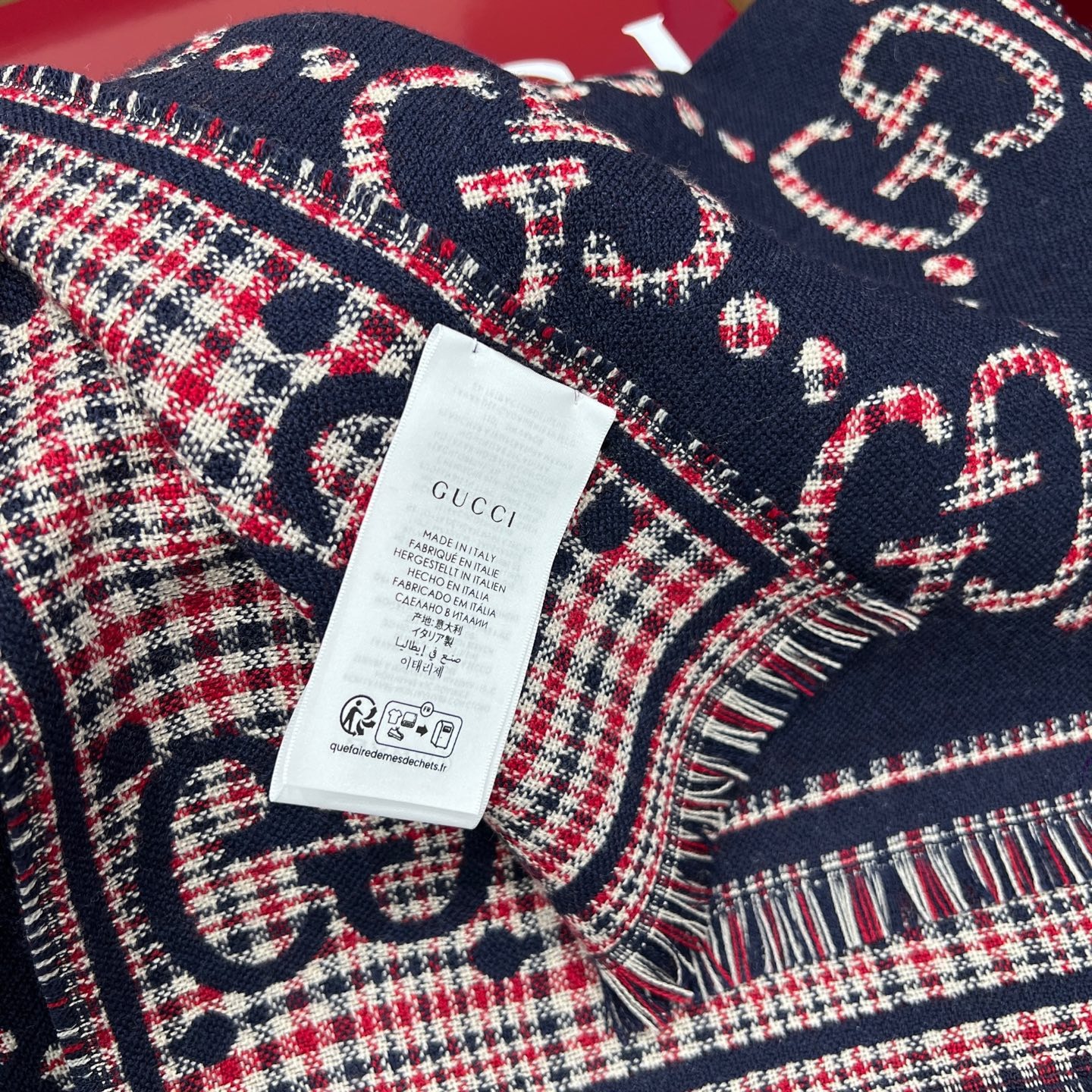Gvc*1 GG Scarf Navy And Red 71in/180cm 660025 4G386 4174