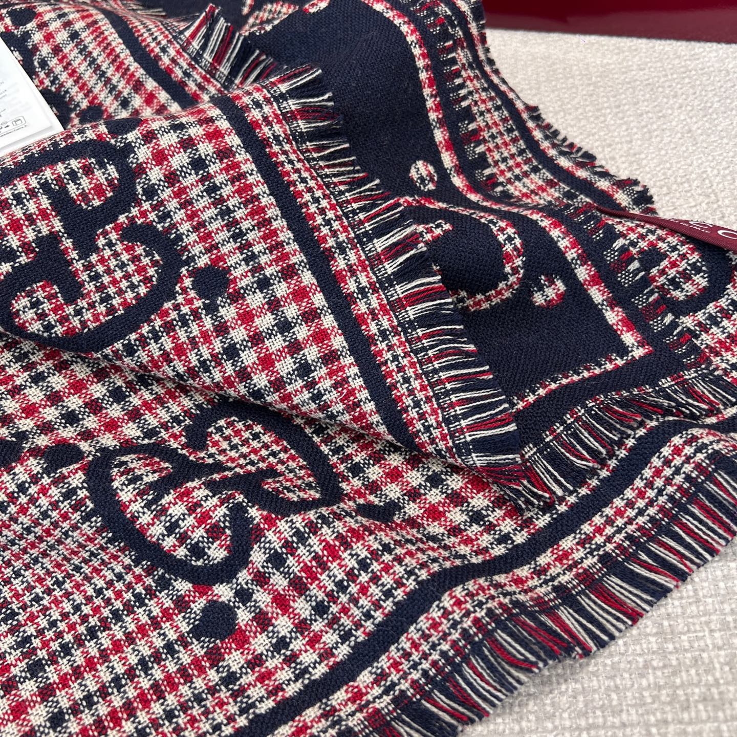 Gvc*1 GG Scarf Navy And Red 71in/180cm 660025 4G386 4174