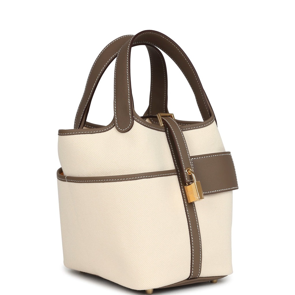 [True-to-ORIGINAL] H**me5 Picotin Lock 18 Pocket Bag Etoupe For Women 7.1in/18cm H083189CCAX
