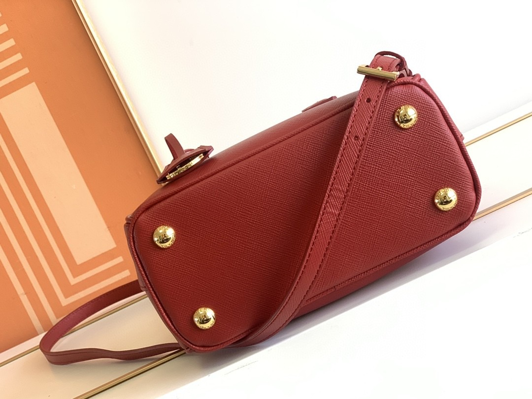 [True-to-ORIGINAL] Pra*a Galleria Saffiano Mini Bag Burgundy For Women 7.8in/20cm