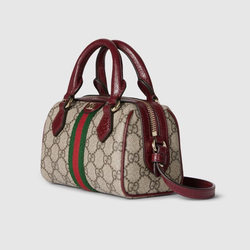Gvc*1 Ophidia Mini Boston Bag Beige And Brown GG For Women 6.3in/16cm 838478 FAE0P 9789