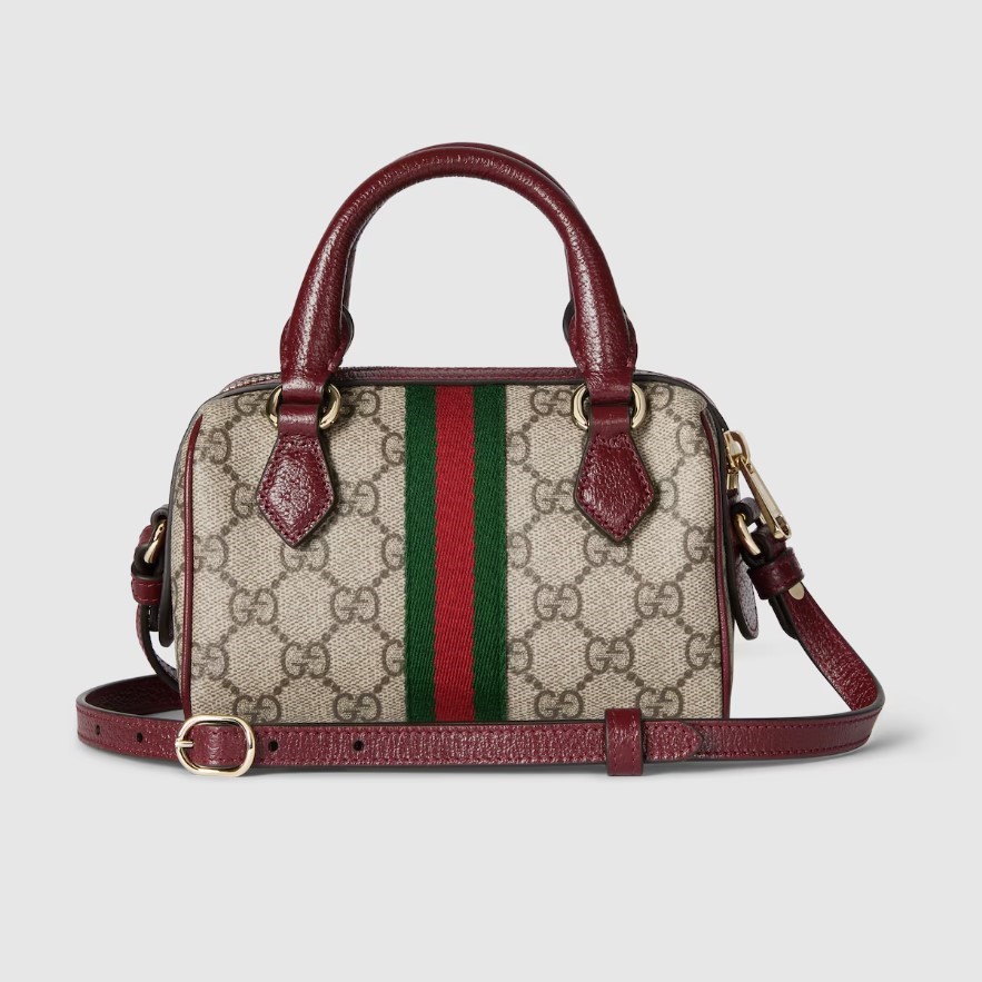 Gvc*1 Ophidia Mini Boston Bag Beige And Brown GG For Women 6.3in/16cm 838478 FAE0P 9789