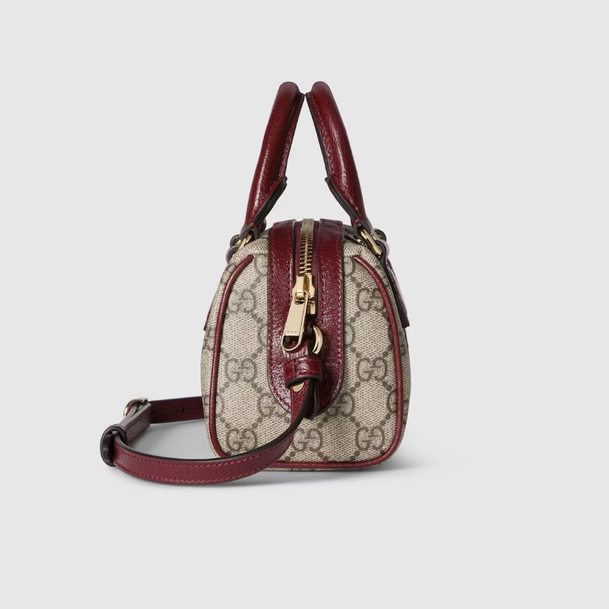 Gvc*1 Ophidia Mini Boston Bag Beige And Brown GG For Women 6.3in/16cm 838478 FAE0P 9789