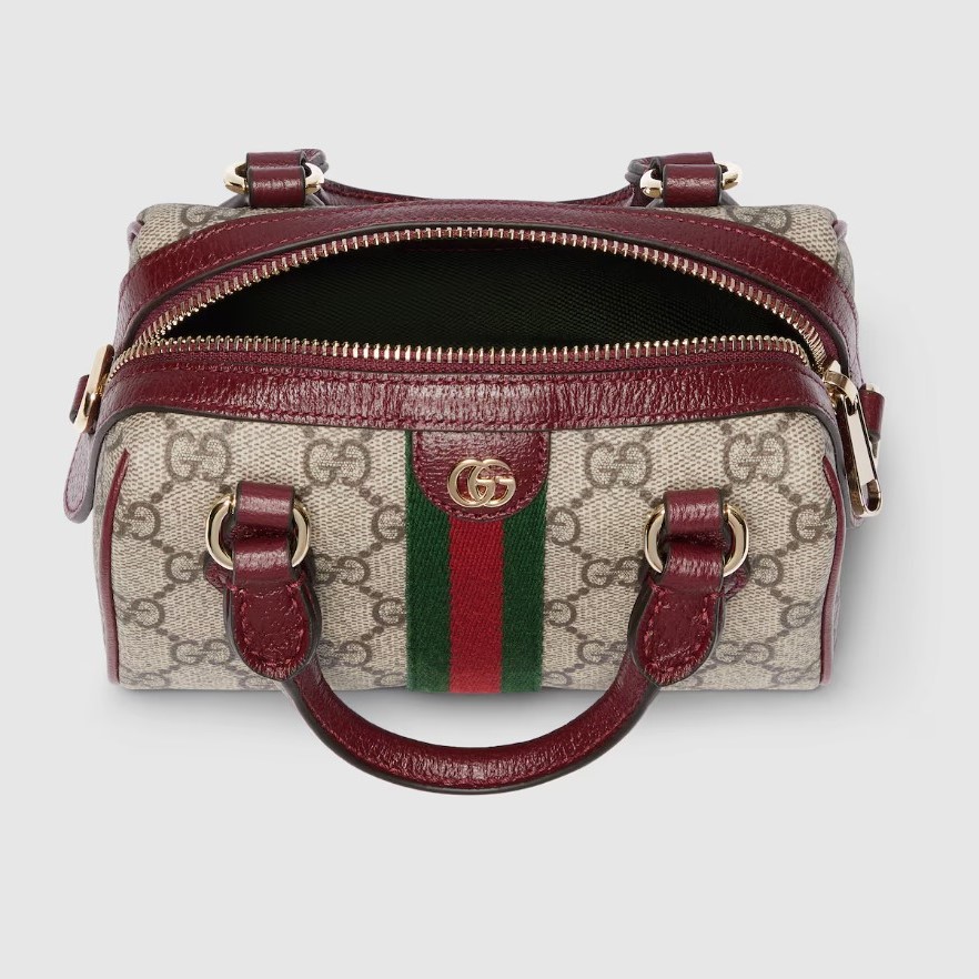 Gvc*1 Ophidia Mini Boston Bag Beige And Brown GG For Women 6.3in/16cm 838478 FAE0P 9789