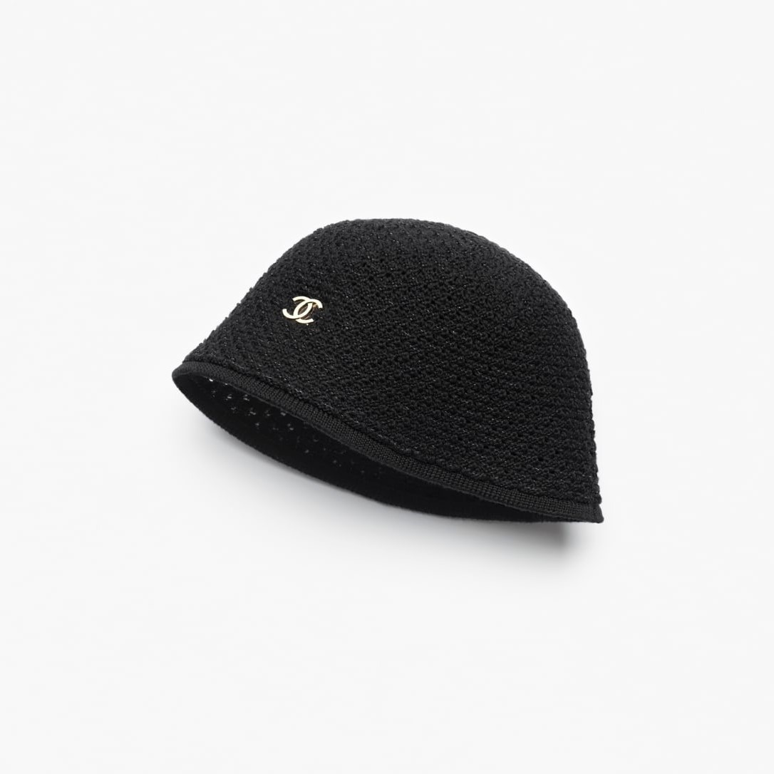 Ch**el Cloche Hat Dark Black For Women AAC043-B24465-UA491