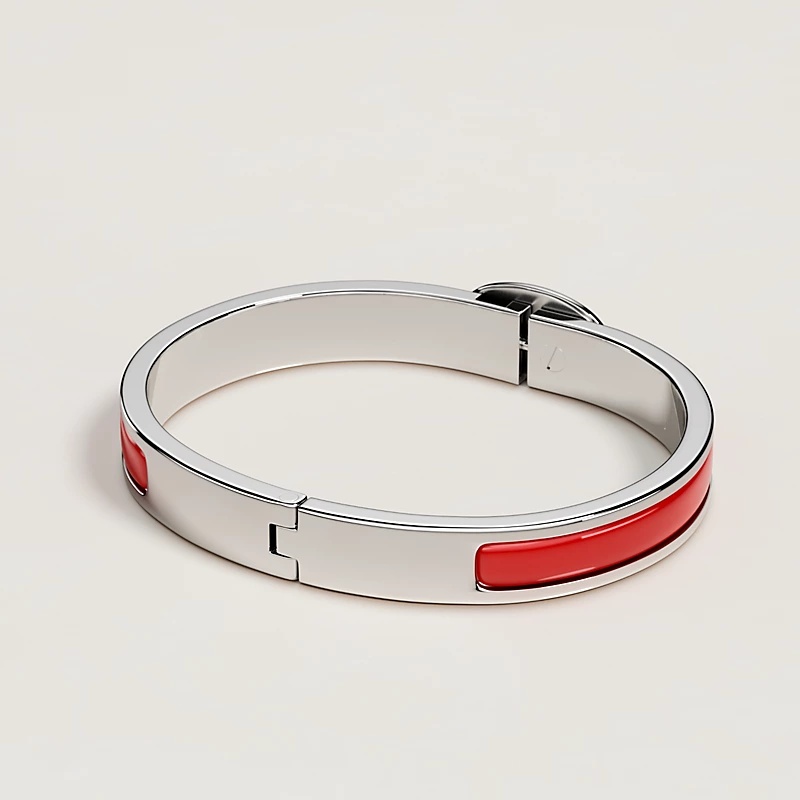 H**me5 Mini Clic Chaine D Ancre Bracelet Rouge Amarante Silver Hardware For Women H209000FP94PM