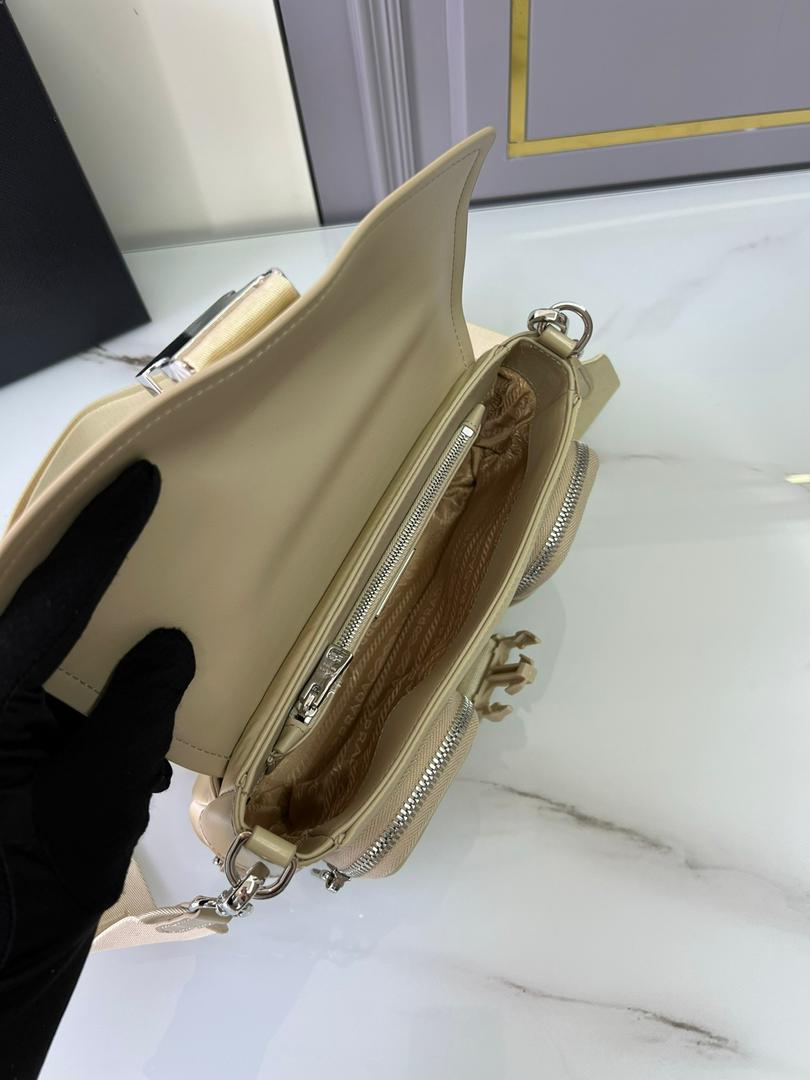 Pra*a Pocket Nylon And Brushed Bag Beige For Women, Women’s Bags 9in/23cm 1BD295_789_F0F24_V_BFO