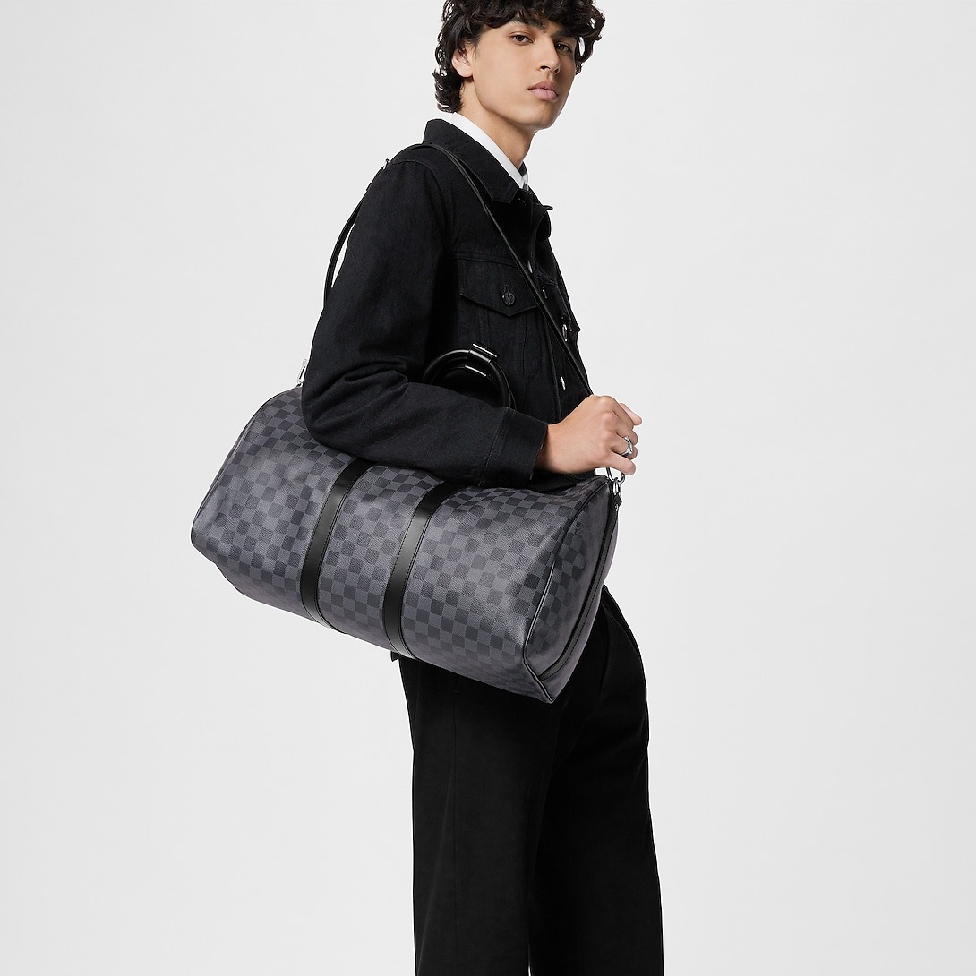L0vis Vvtt0n Keepall Bandoulière 45 Damier Graphite Canvas Bag Black 17,7in/45cm N41418