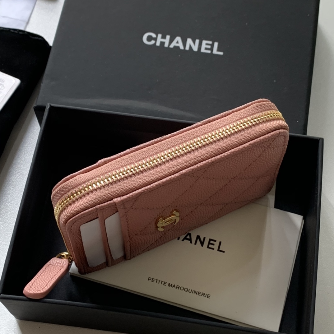 Ch**el Zipped Coin Purse Pink Bag For Women 10.9cm/4.3in AP1650 Y33352 NI687