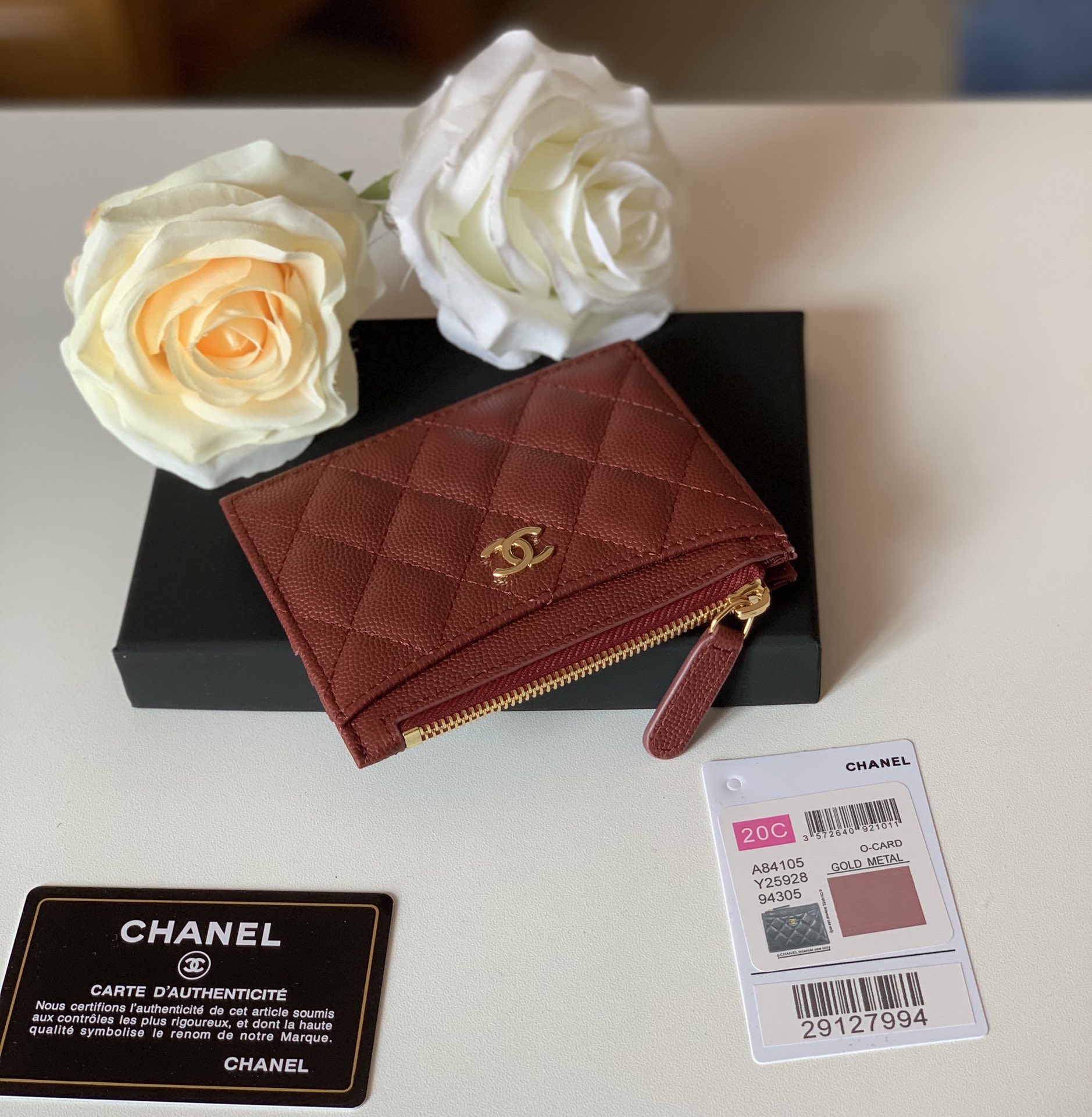 Ch**el Flat Card Holder Red Bag For Women 11.5cm/4.5in