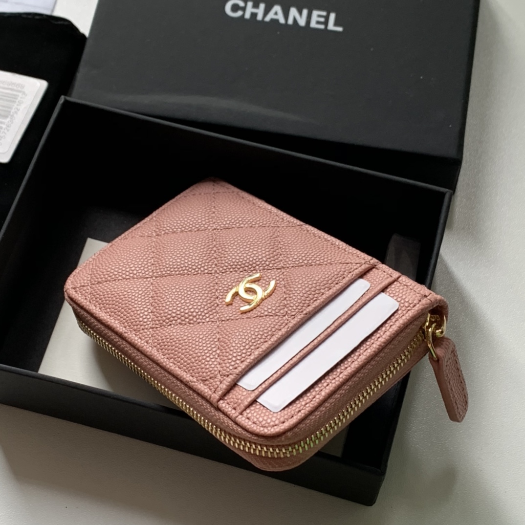 Ch**el Zipped Coin Purse Pink Bag For Women 10.9cm/4.3in AP1650 Y33352 NI687