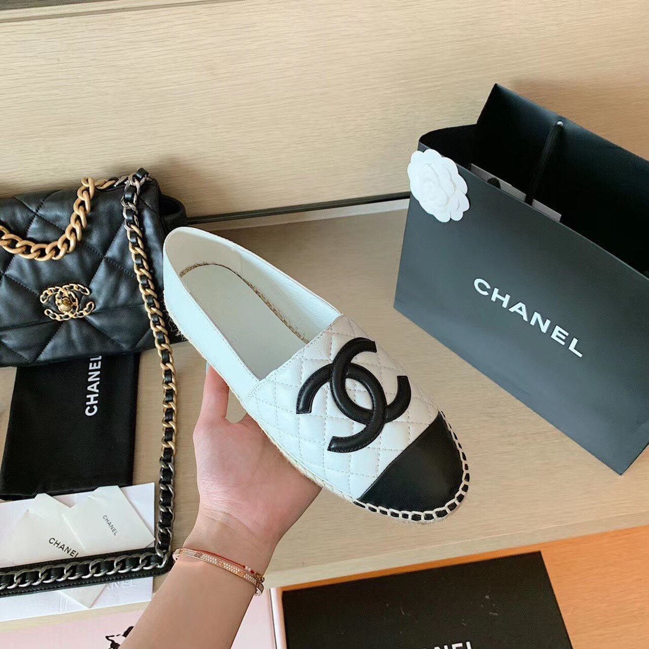 Ch**el Espadrilles White/Black For Women, Women’s Shoes G29762