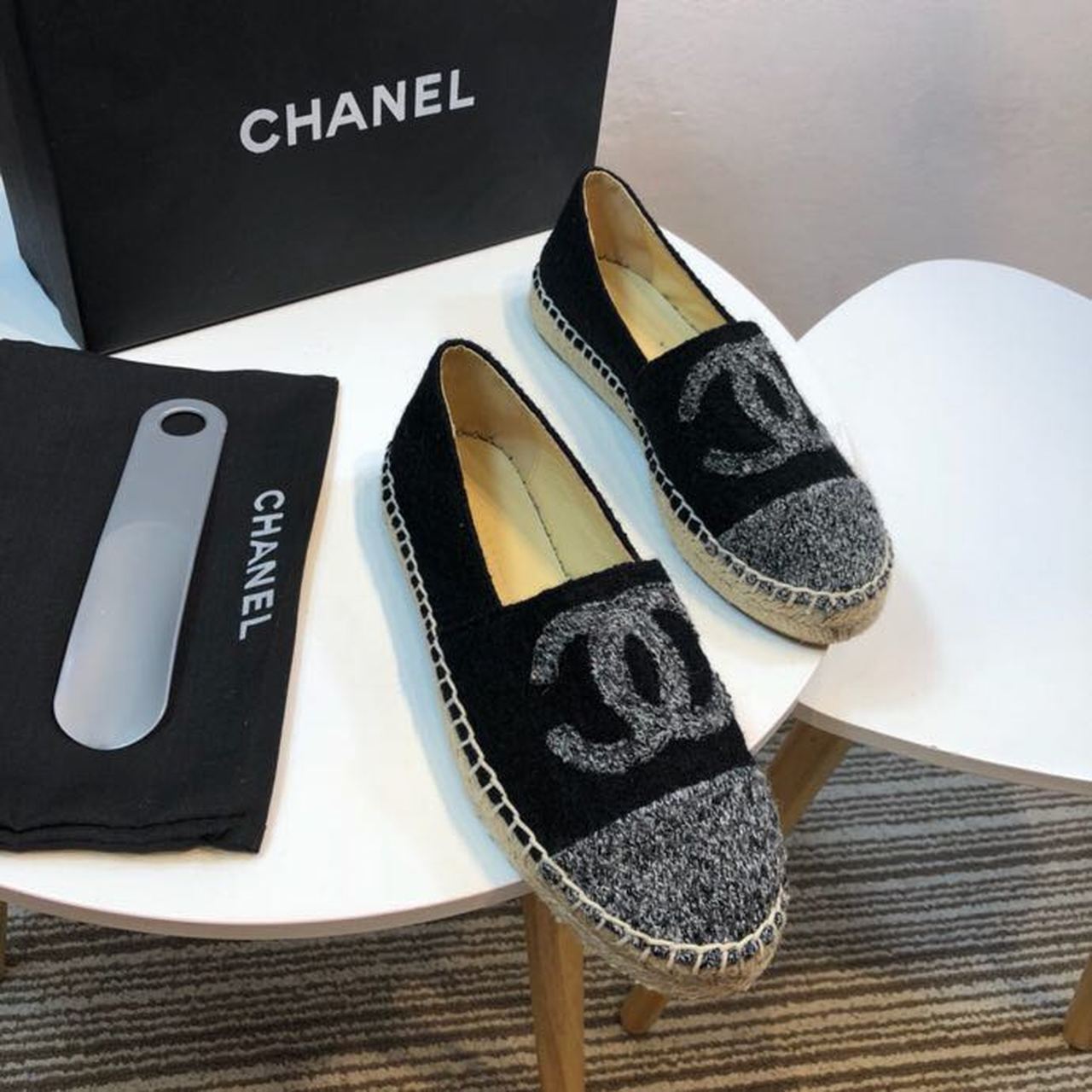 Ch**el Espadrille Black/Grey For Women, Women’s Shoes G29762