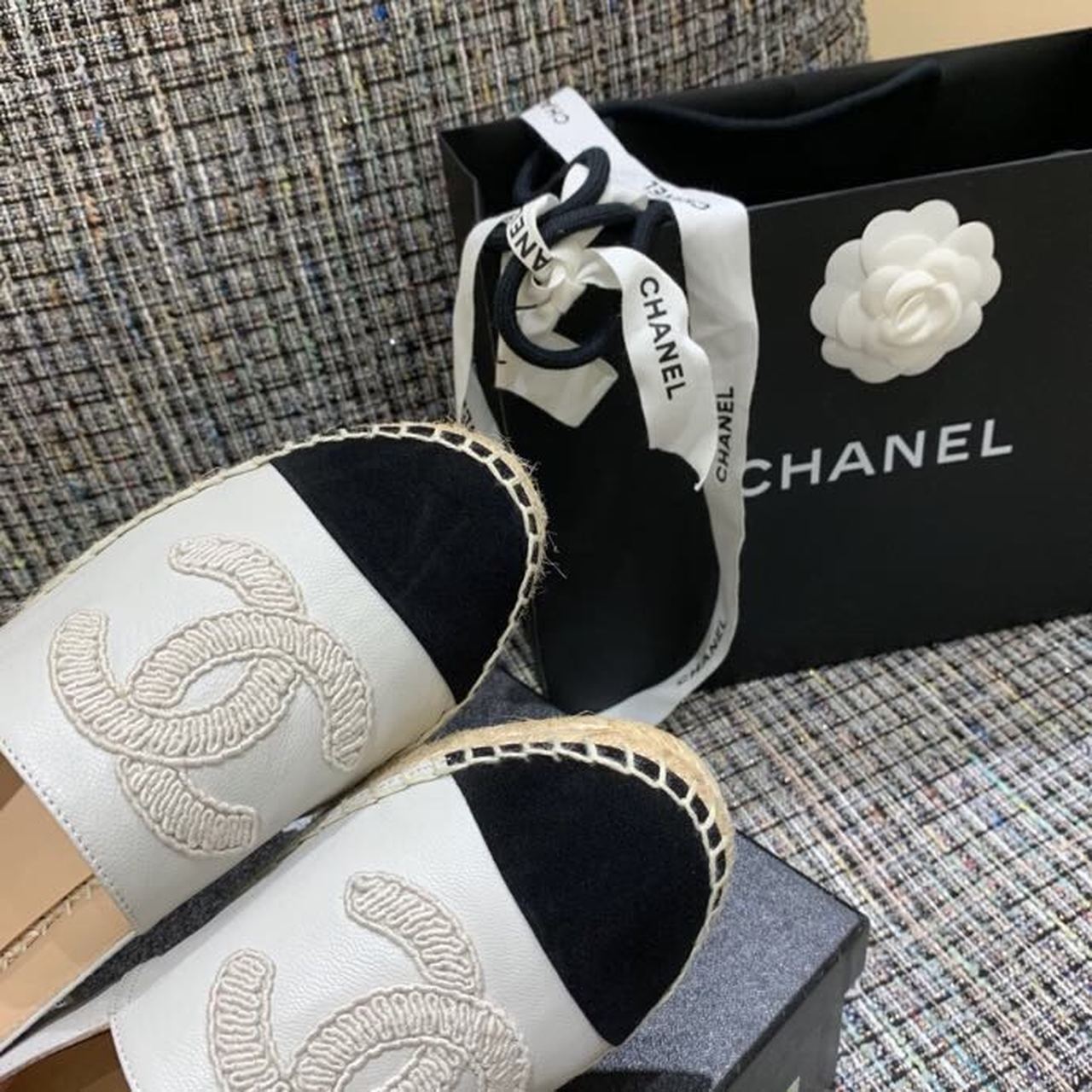 Ch**el Espadrilles White/Black For Women, Women’s Shoes G29762
