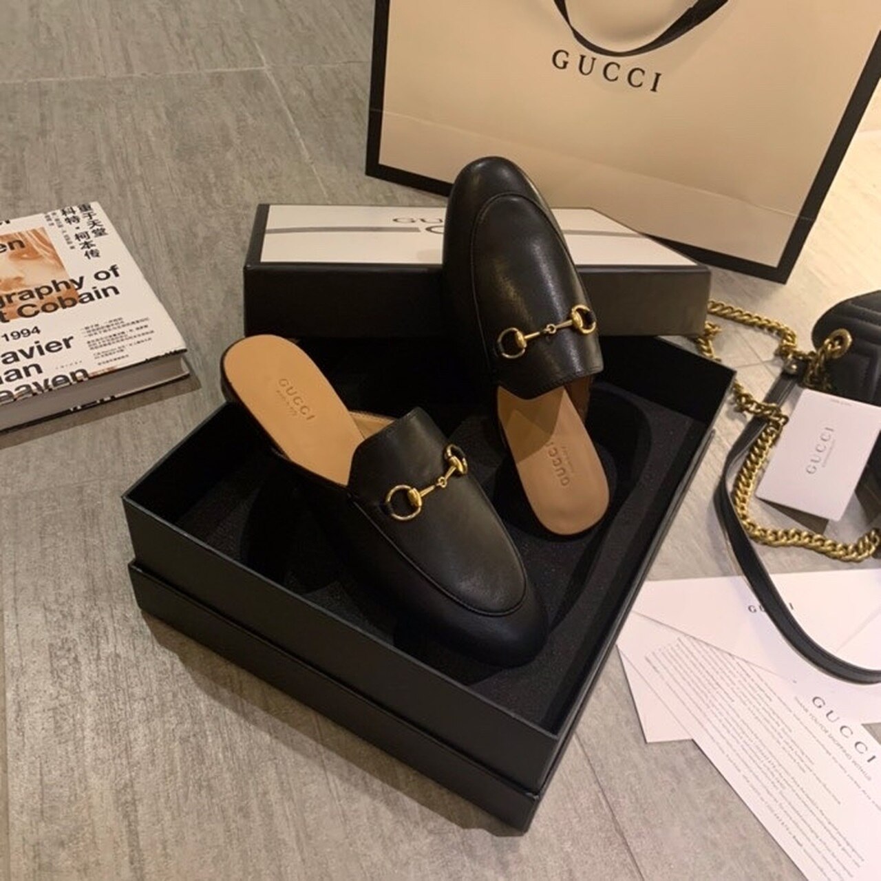 Gvc*1 Princetown Slipper Black For Women GG 423513 BLM00 1000