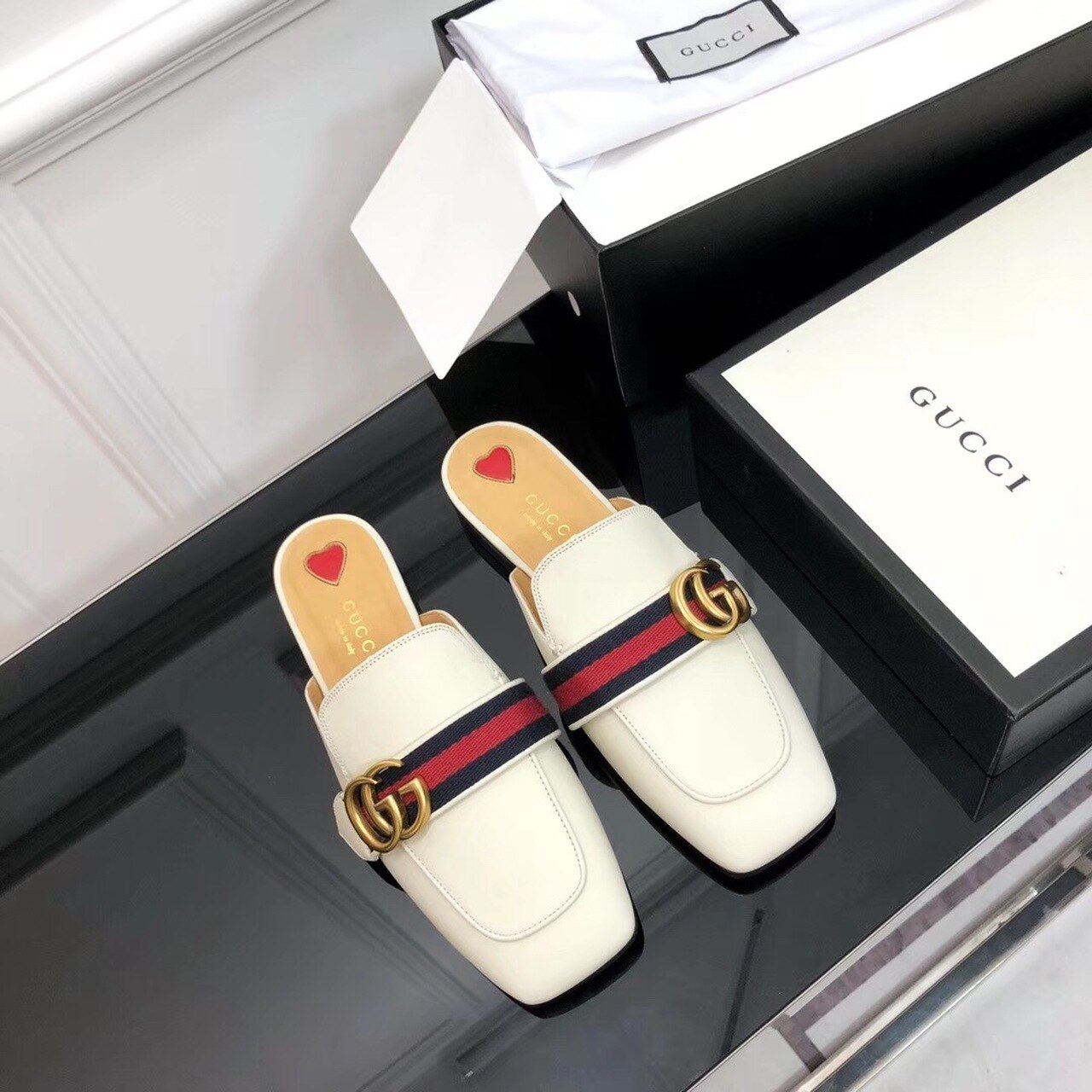 Gvc*1 Peyton Slippers White For Women GG 423694 DKHC0 9061