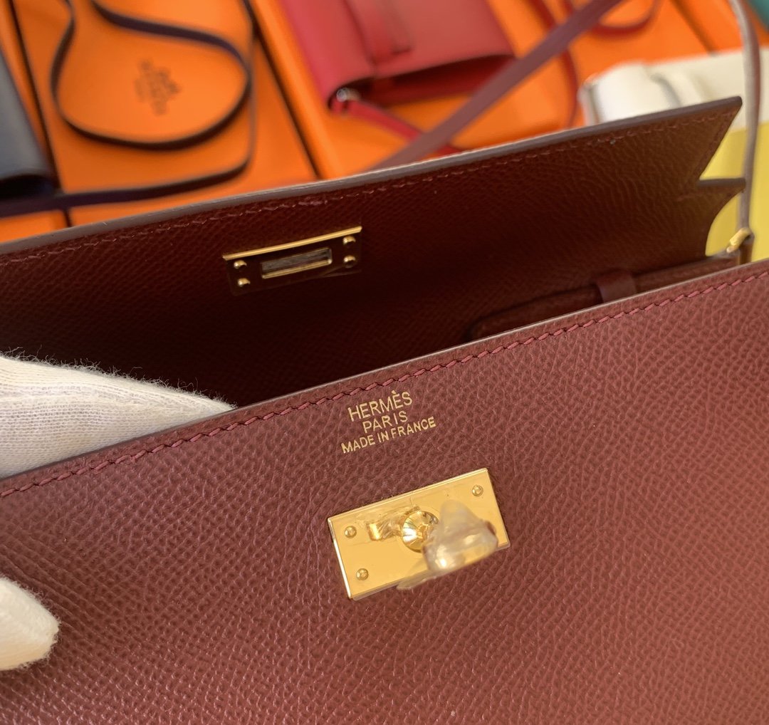 H**me5 Kelly Wallet To Go Woc Epsom Wine For Women, Women’s Wallet 8.3in/21cm