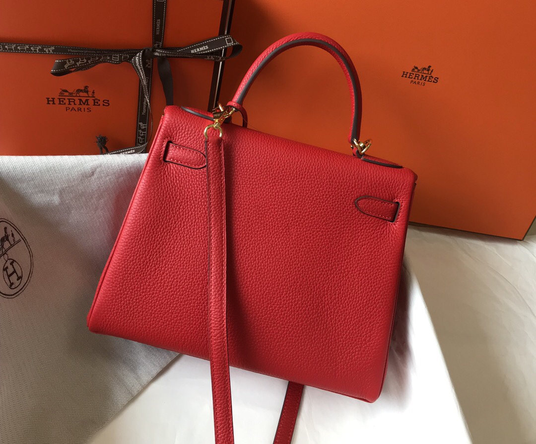 H**me5 Kelly 28 Rouge Casaque Togo Bag For Women, Women’s Handbags, Shoulder Bags 11in/28cm