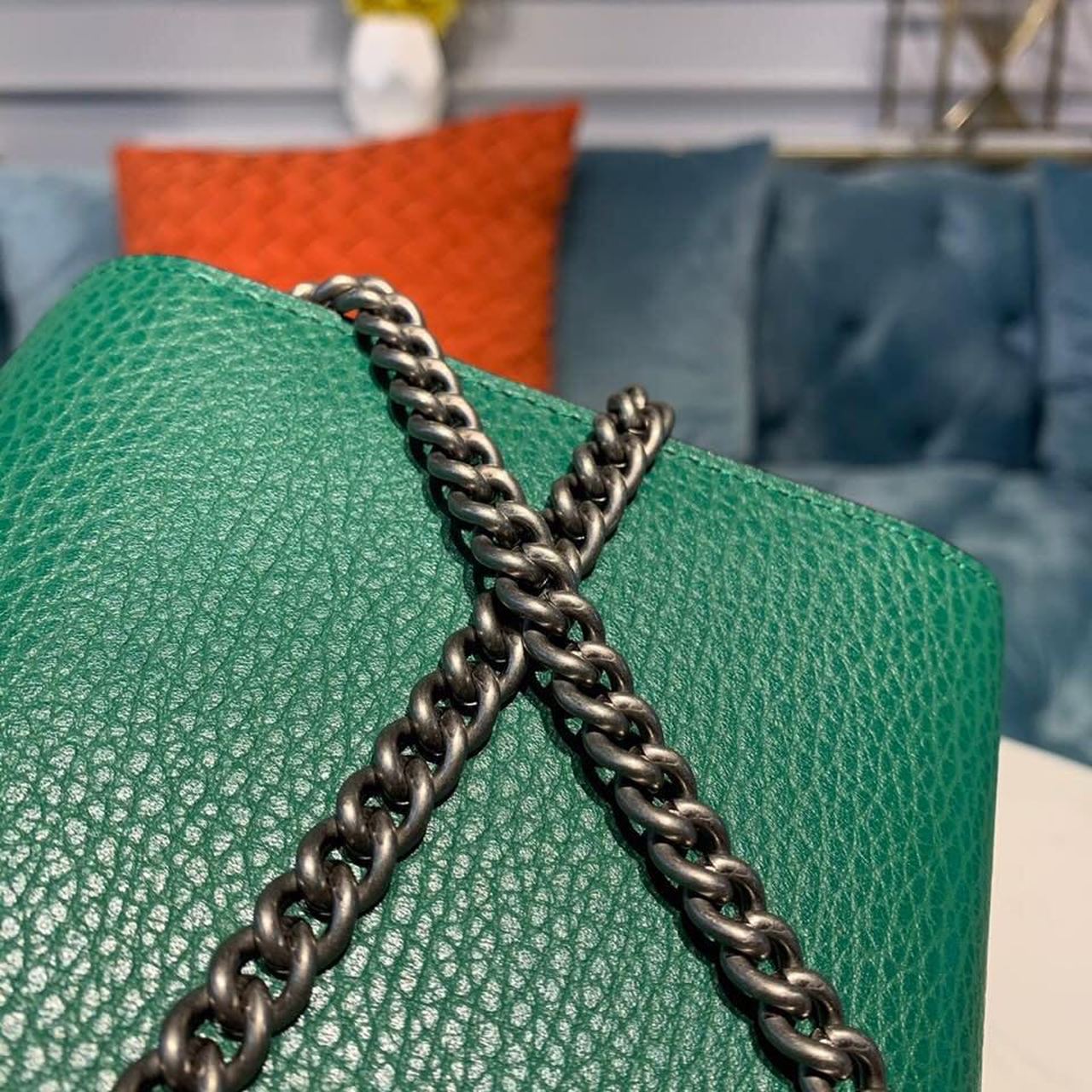 Gvc*1 Dionysus Mini Chain Bag Emerald Green Metal-Free Tanned For Women 8in/20cm GG 401231 CAOGX 3120