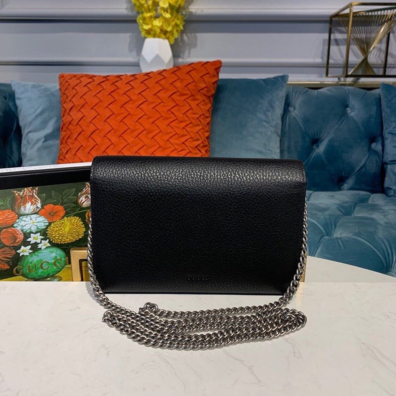 Gvc*1 Dionysus Mini Chain Bag Black Metal-Free Tanned For Women 8in/20cm GG 401231 CAOGN 8176