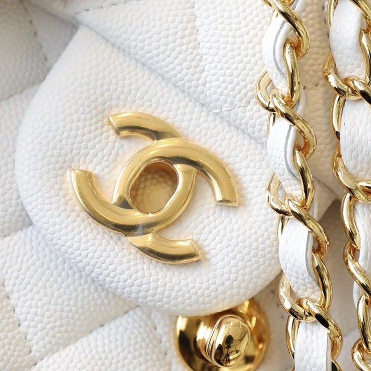 Ch**el Classic Mini Flap Bag Golden Hardware White For Women 6.6in/17cm A35200