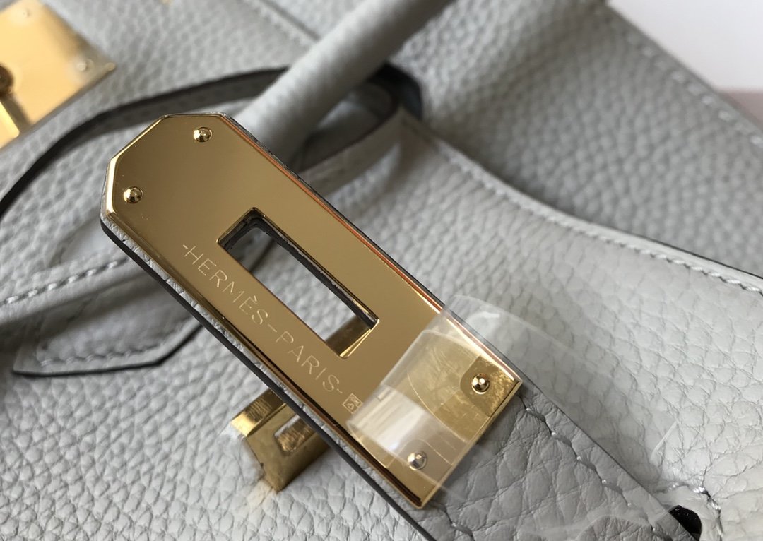 H**me5 Birkin White For Women Gold-Toned Hardware 11in/30cm