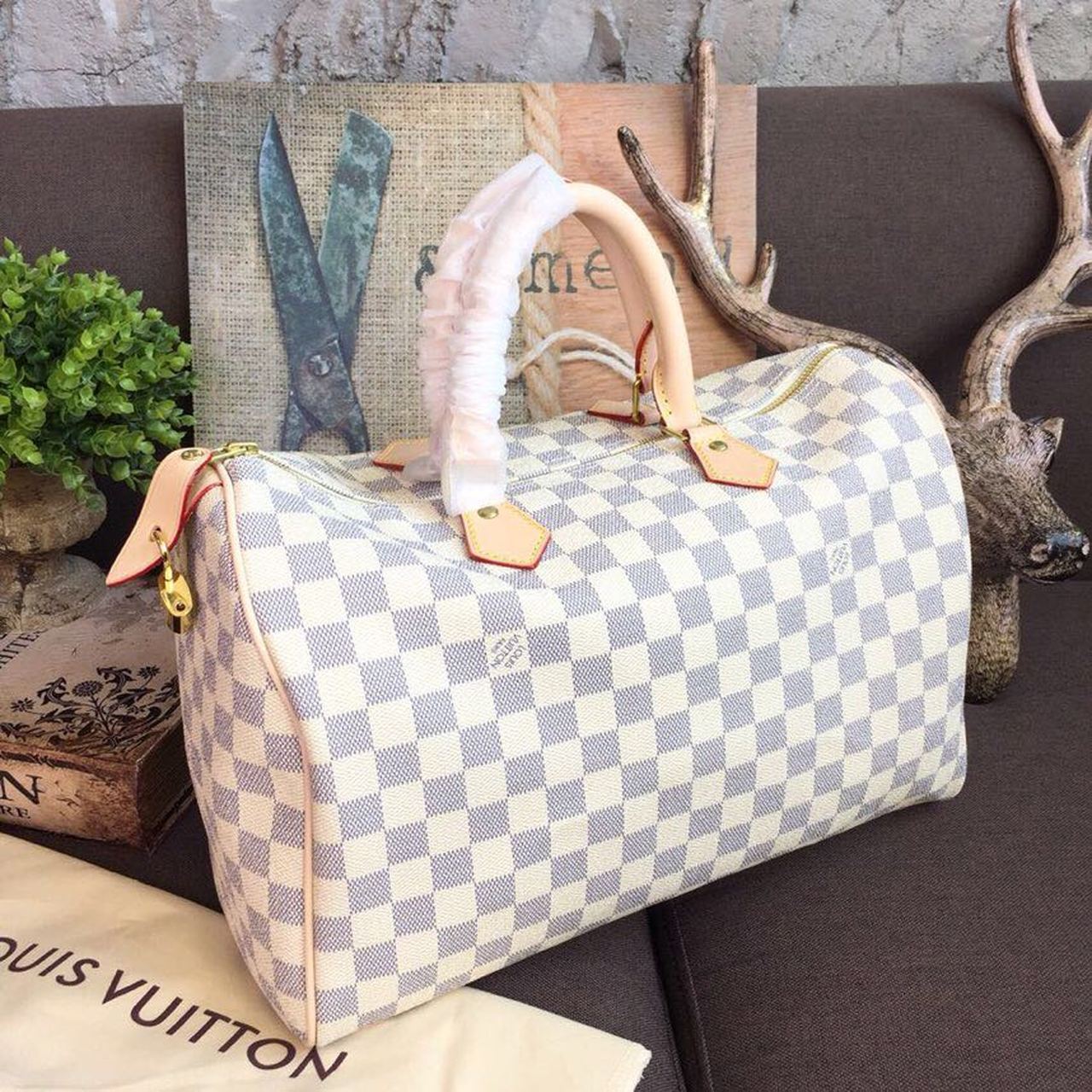 L0vis Vvtt0n Speedy 35 Damier Azur Canvas For Women, Women’s Handbags 13.8in/35cm LV N41369