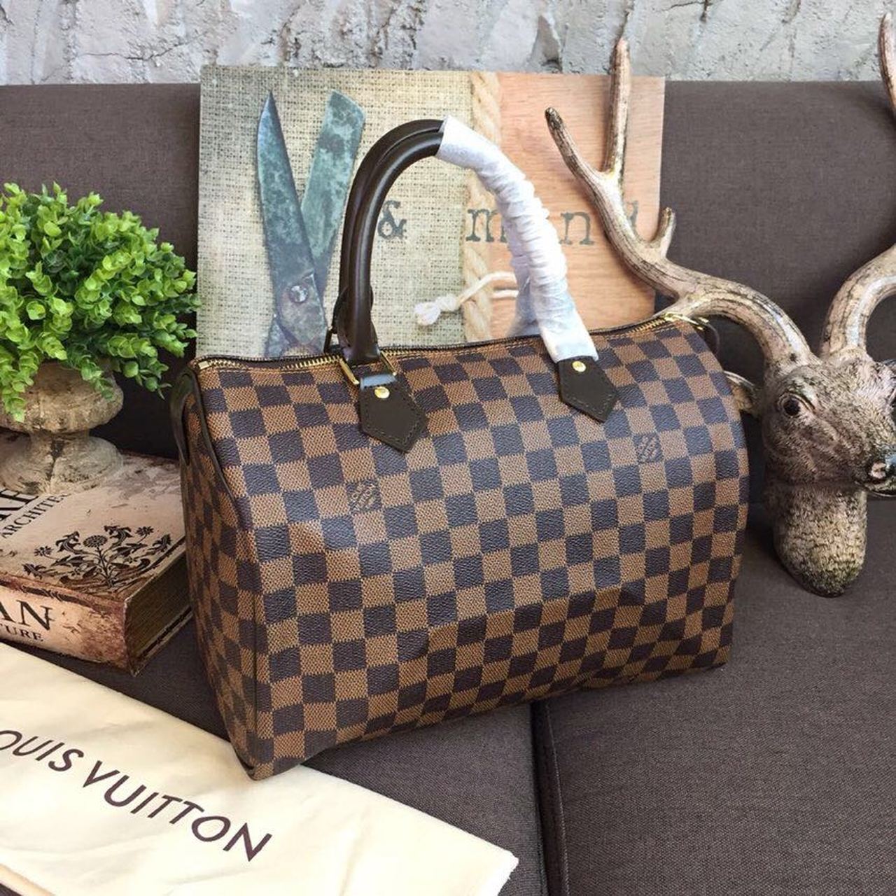 L0vis Vvtt0n Speedy 30 Bag Damier Ebene Canvas For Women 11.8in/30cm Brown LV N41364