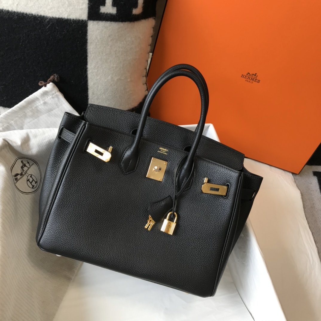 H**me5 Birkin Black Togo Gold Hardware Bag For Women, Women’s Handbags, Shoulder Bags 30cm/12in