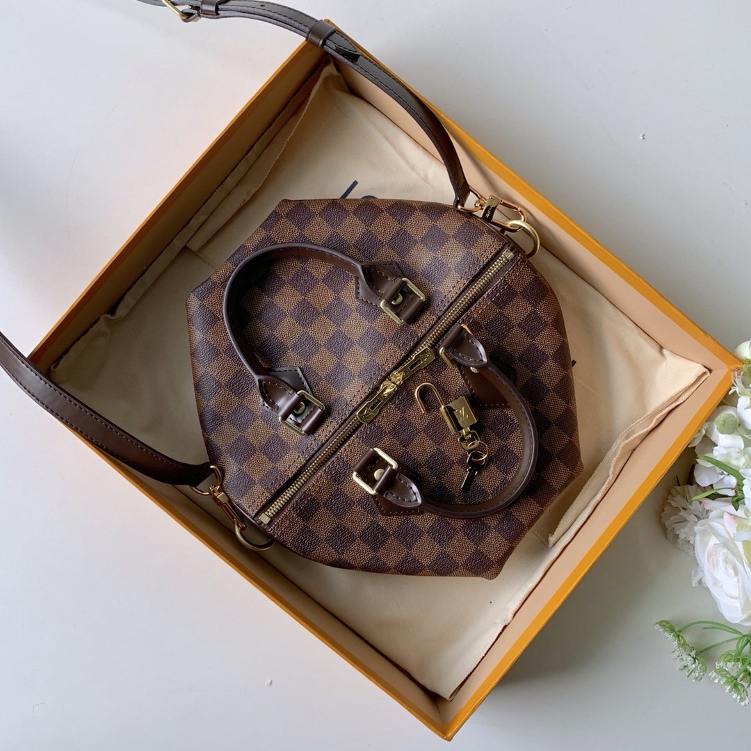 L0vis Vvtt0n Speedy Bandouliere 25 Damier Ebene Canvas For Women, Women’s Handbags, Shoulder And Crossbody Bags 9.8in/25cm LV N40575