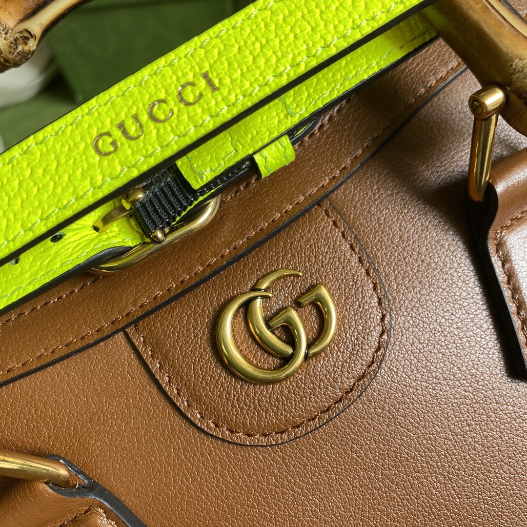 [True-to-ORIGINAL] Gvc*1 Diana Mini Tote Bag Brown For Women 8in/20cm GG 655661-17QDT-2582