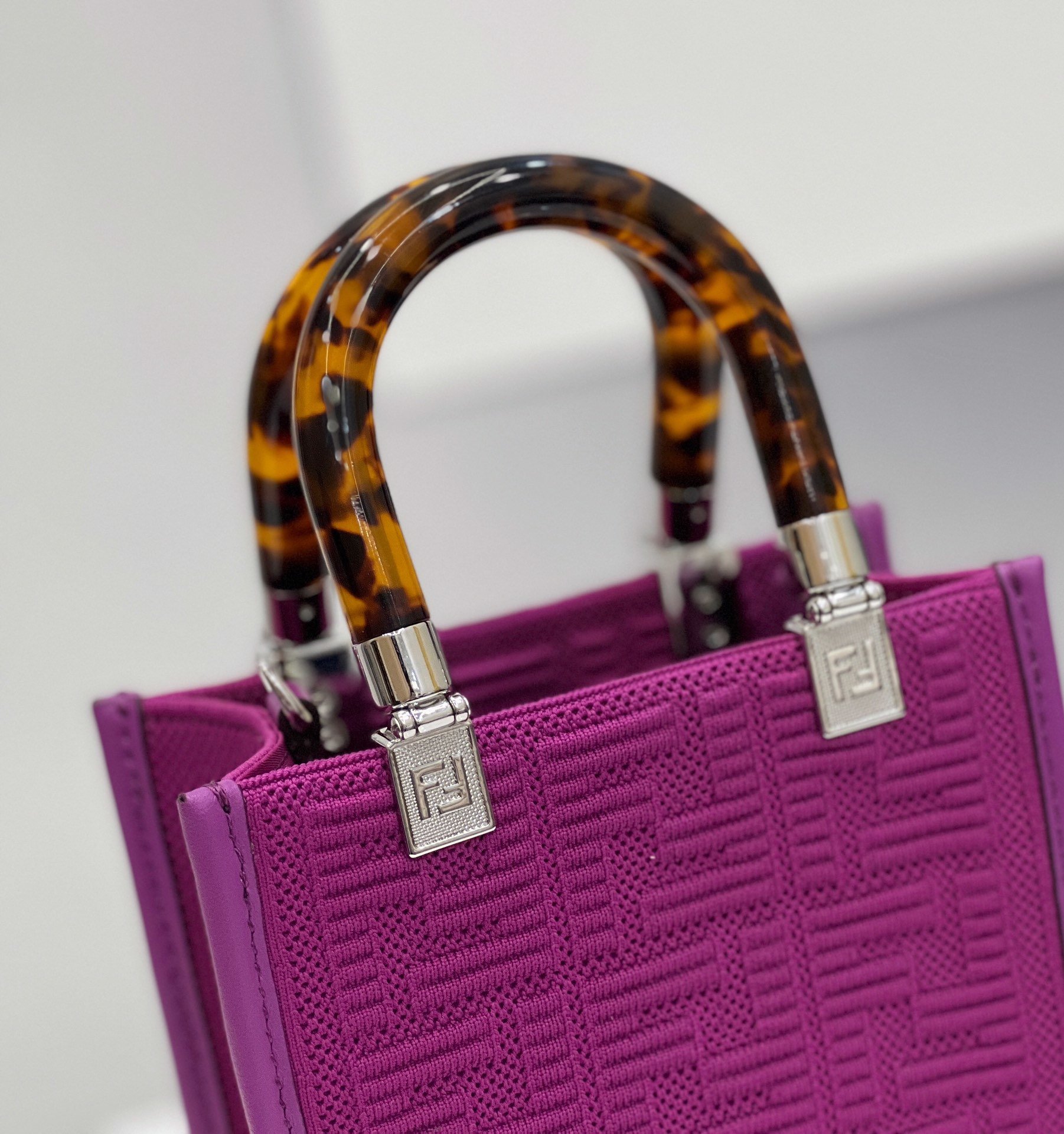 F**di Mini Sunshine Shopper Purple For Women, Women’s Handbags, Shoulder And CrossBody Bags 7.1in/18cm FF 8BS051