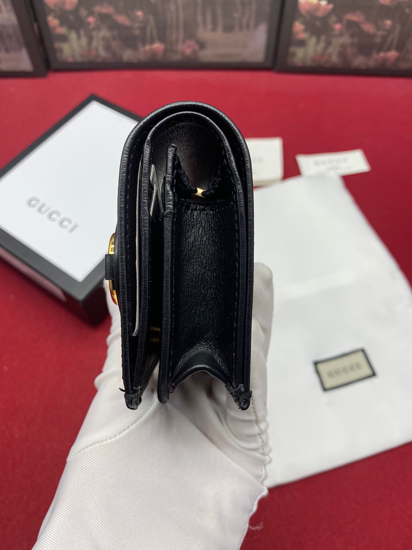 Gvc*1 Horsebit 1955 Card Case Wallet Black Women’s Wallet 11cm/4.3in GG ‎621887 0YK0G 1000