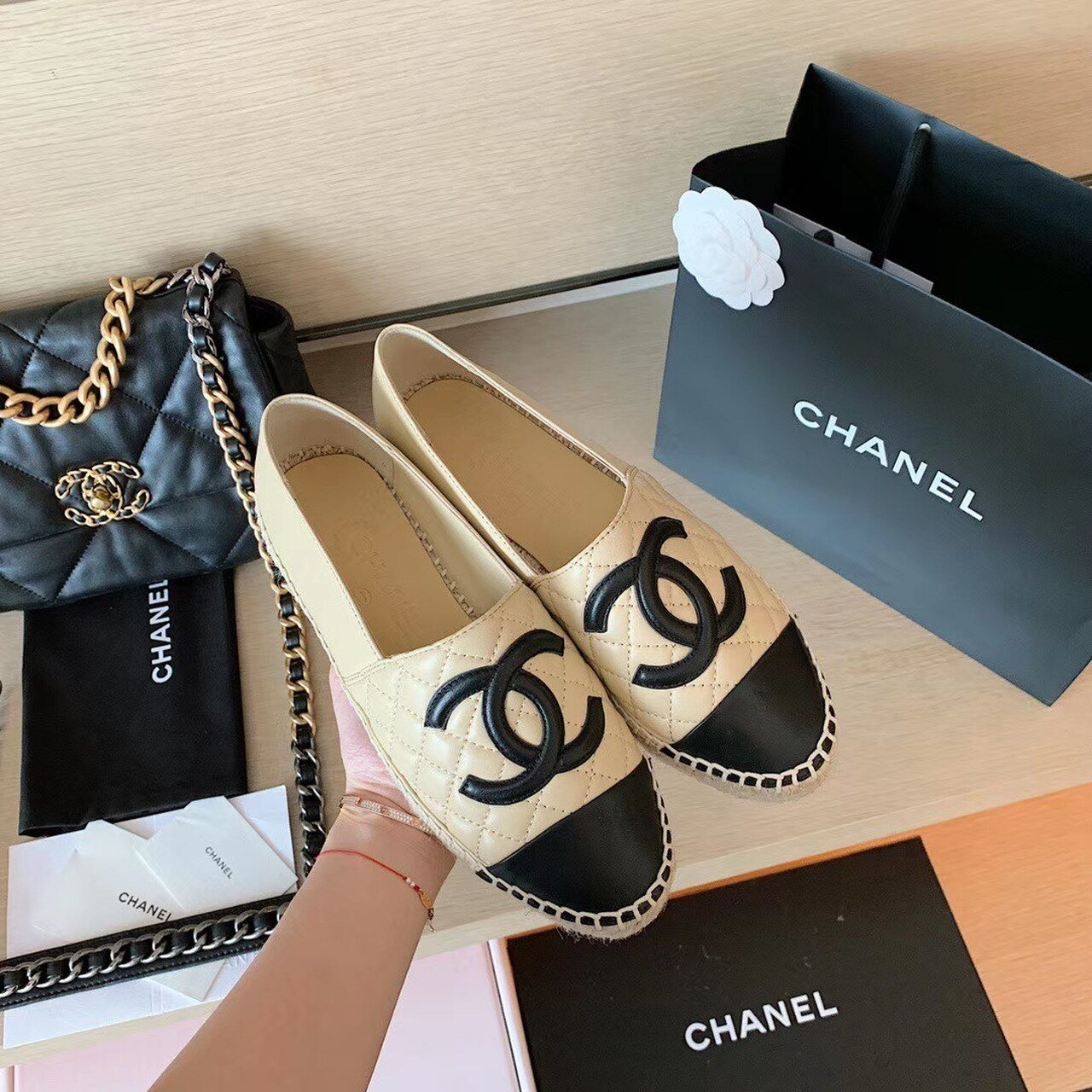 Ch**el Espadrilles Beige/Black For Women, Women’s Shoes G29762