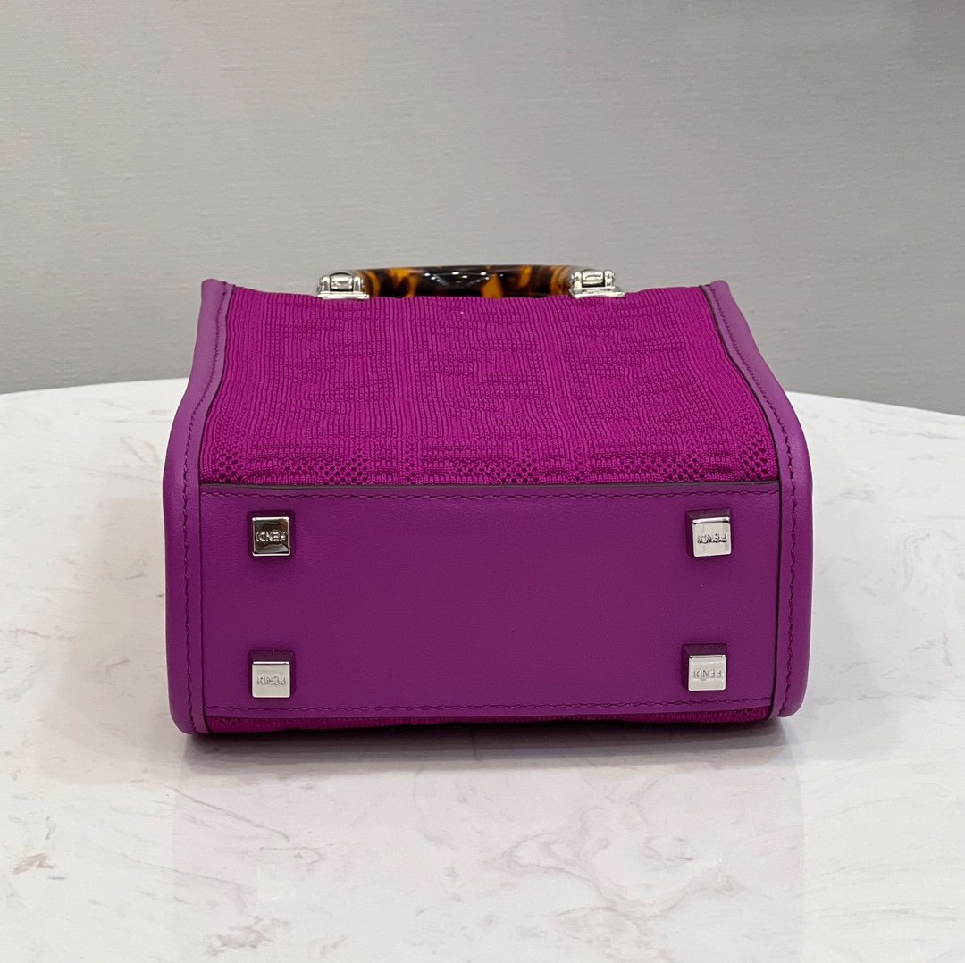 F**di Mini Sunshine Shopper Purple For Women, Women’s Handbags, Shoulder And CrossBody Bags 7.1in/18cm FF 8BS051