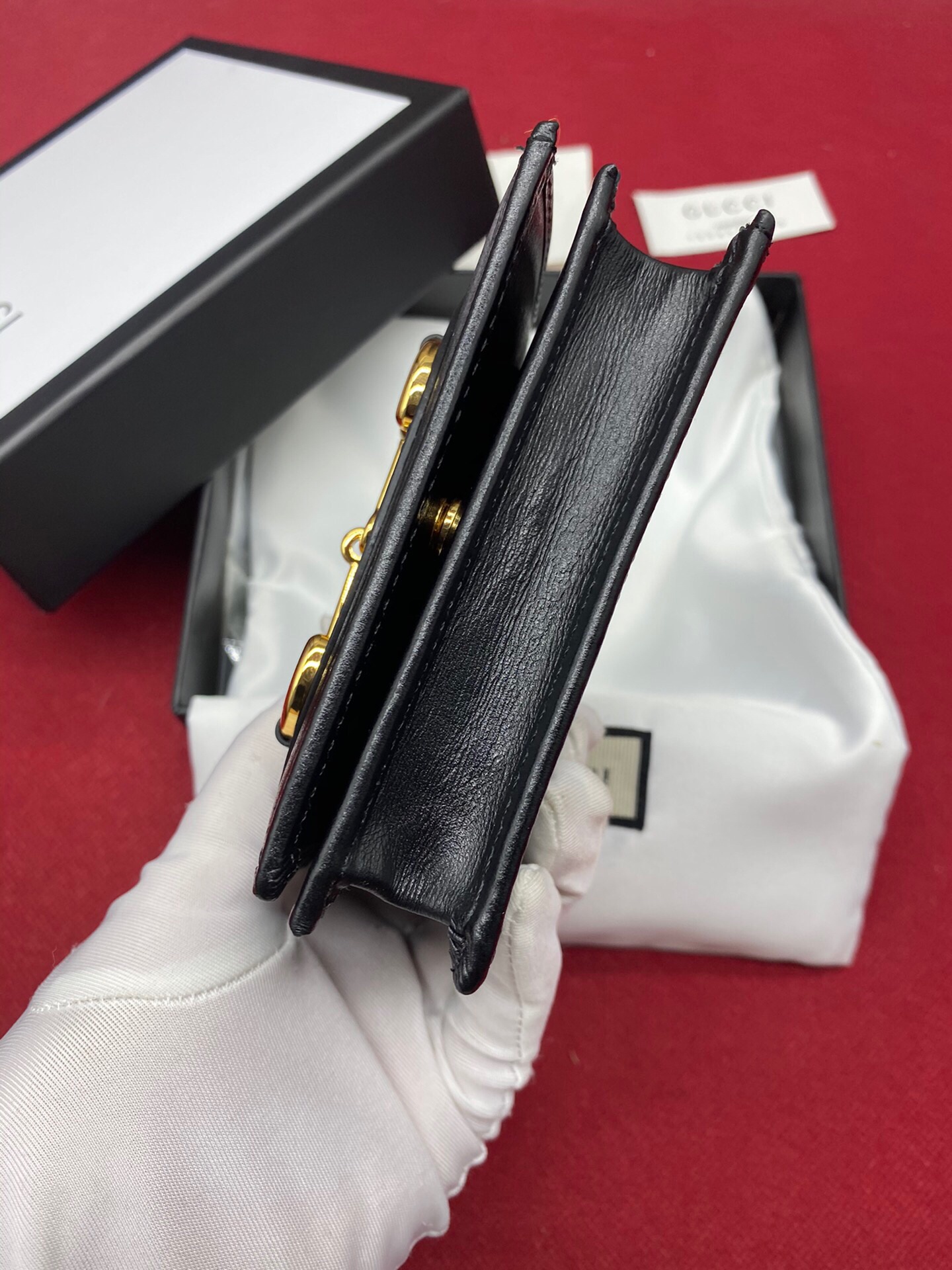 Gvc*1 Horsebit 1955 Card Case Wallet Black Women’s Wallet 11cm/4.3in GG ‎621887 0YK0G 1000