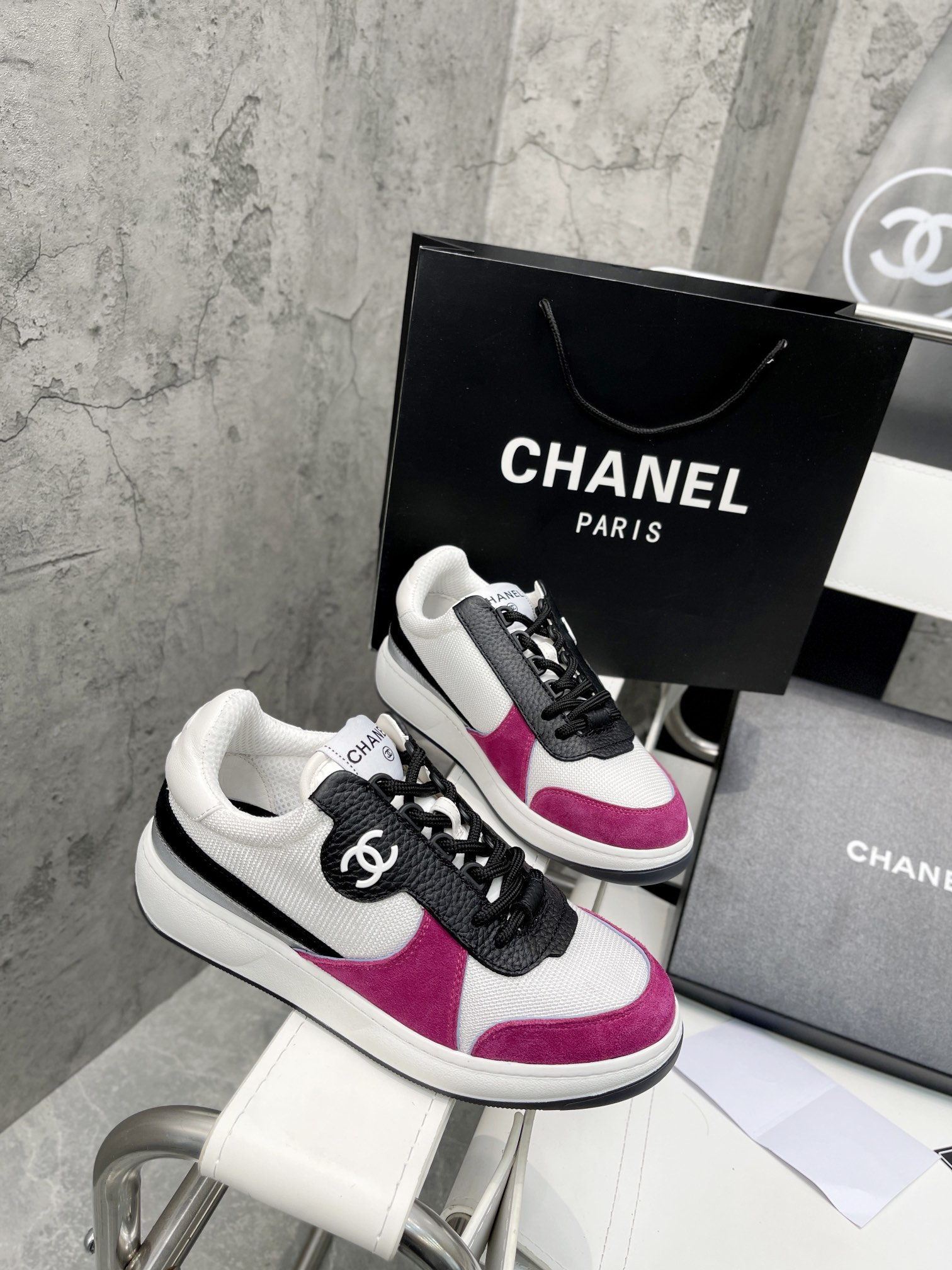 Ch**el Sneakers White/Rosy For Women, Women’s Shoes