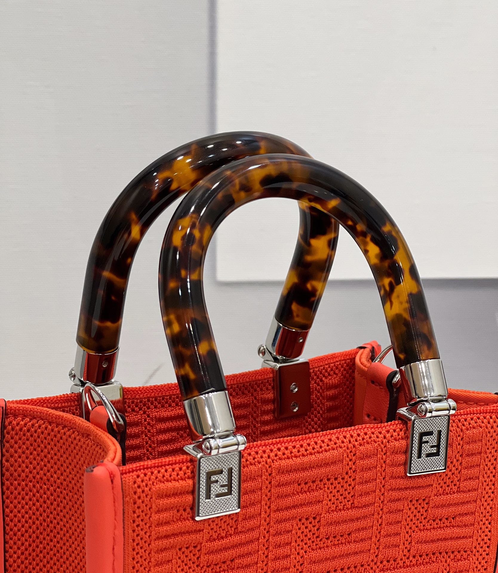 F**di Mini Sunshine Shopper Red For Women, Women’s Handbags, Shoulder And CrossBody Bags 7.1in/18cm FF 8BS051
