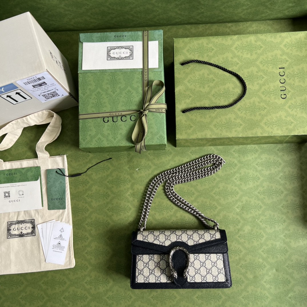 Gvc*1 Dionysus Small GG Shoulder Bag Beige And Blue GG Svp*me Canvas For Women 10in/25cm 499623 K9GSN 4075