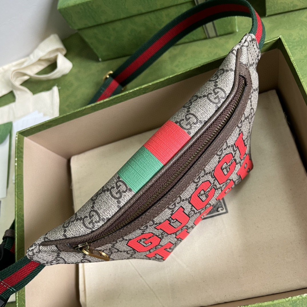 Gvc*1 Tiger GG Belt Bag Beige And Ebony GG Svp*me Canvas For Women And Men 6in/16cm 675181 US7DC 9395