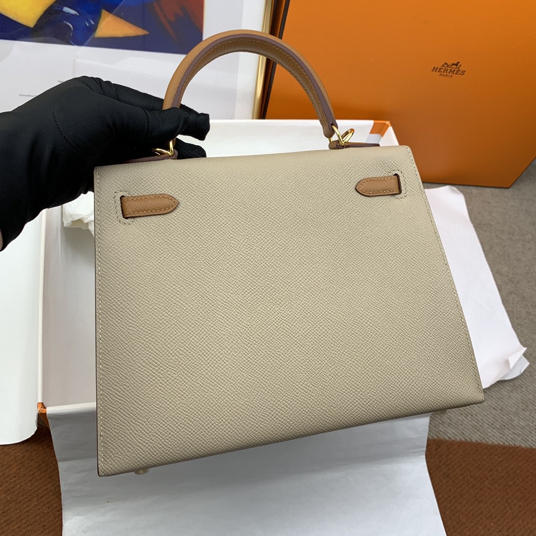 H**me5 Kelly 25 Sellier Epsom Etoupe/Brown Bag For Women, Women’s Handbags, Shoulder Bags 10in/25cm