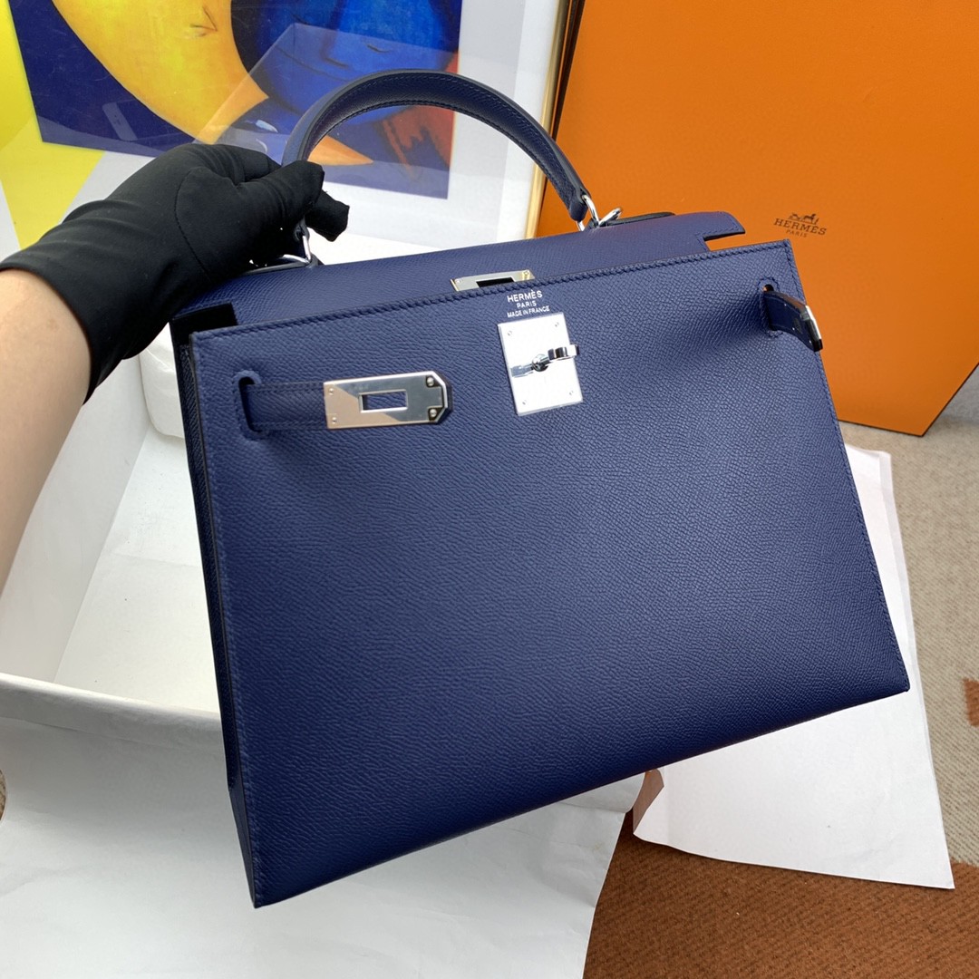 H**me5 Kelly 28 Sellier Epsom Blue Bag For Women, Women’s Handbags, Shoulder Bags 11in/28cm