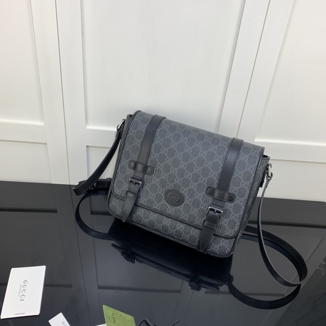 Gvc*1 Messenger Bag Black For Men 11in/28cm GG 658542 KGDHN 1000