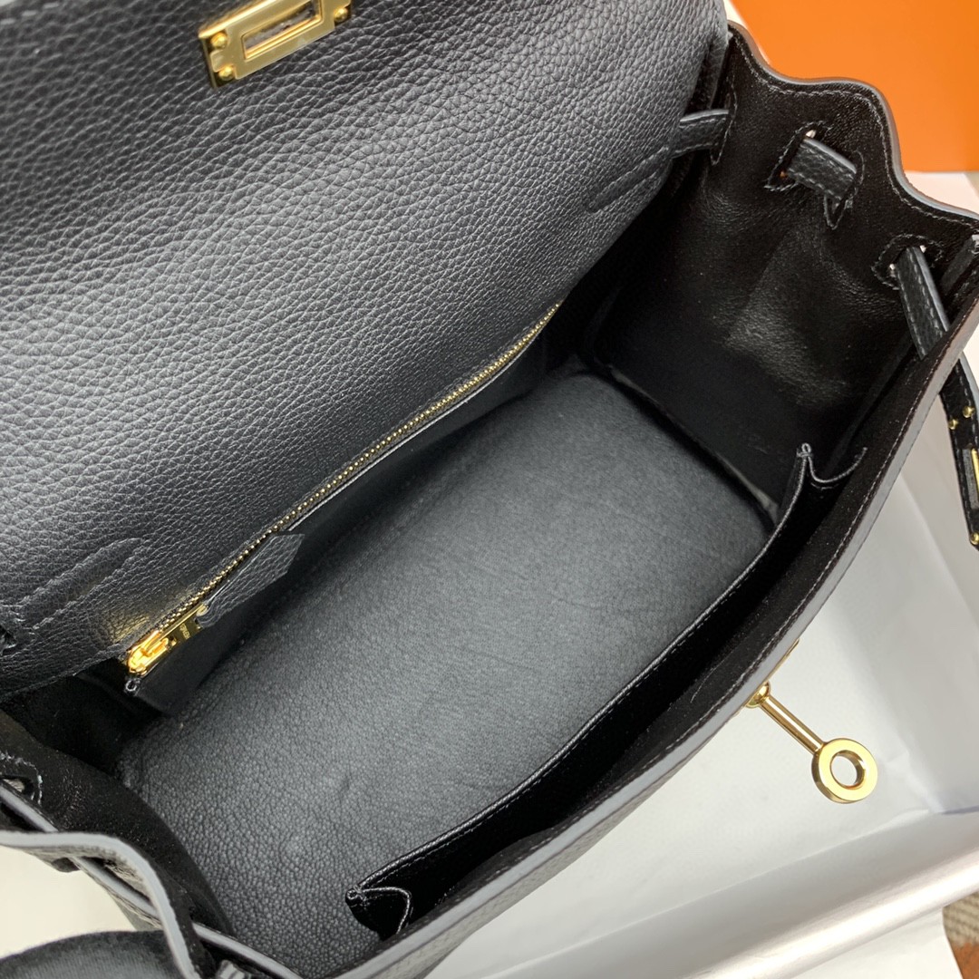 H**me5 Kelly 25 Retourne Togo Black Bag For Women, Women’s Handbags, Shoulder Bags 10in/25cm