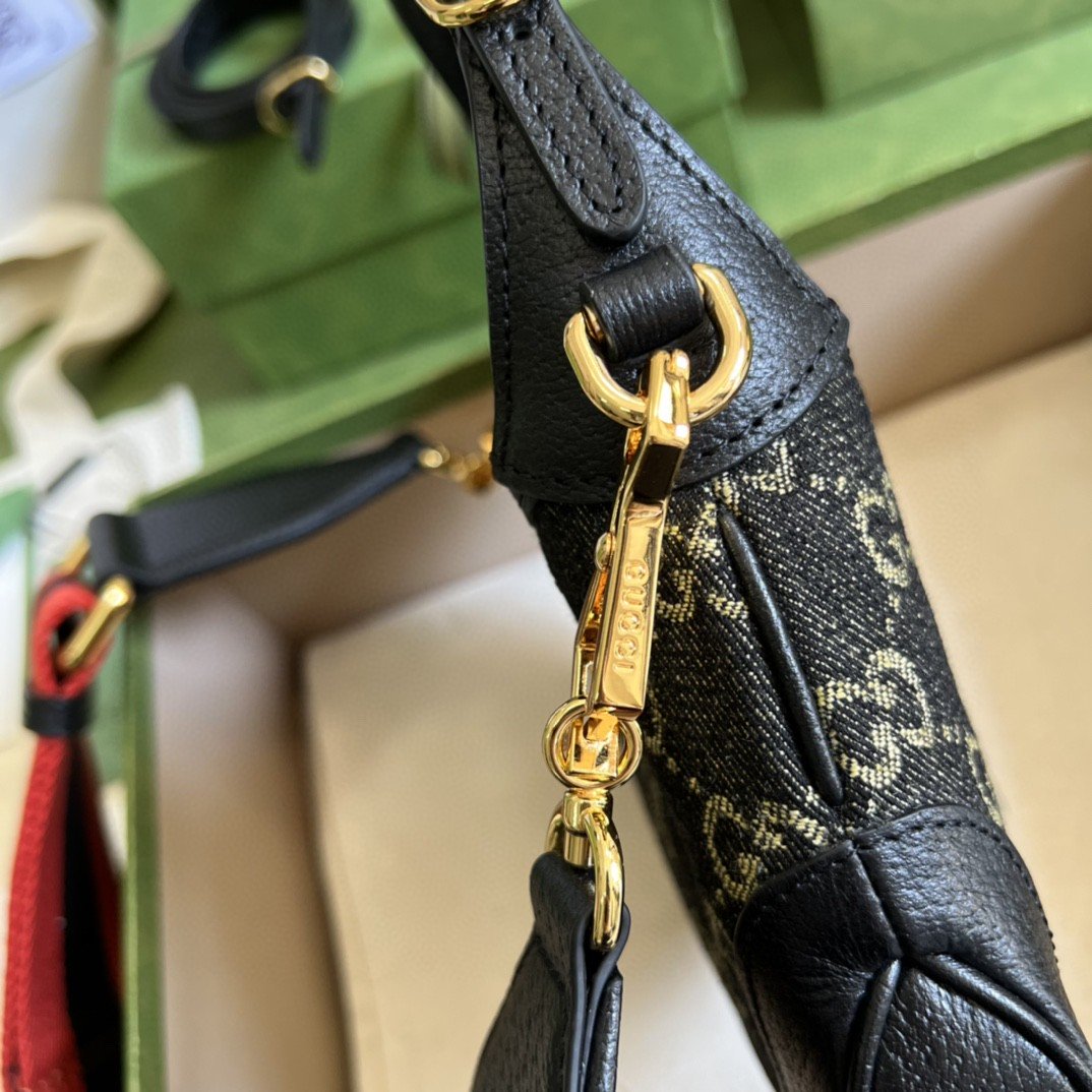 Gvc*1 Jackie 1961 Mini Shoulder Bag Black And Ivory GG Denim Jacquard For Women 7.5in/19cm GG 685127 UN3AG 1294